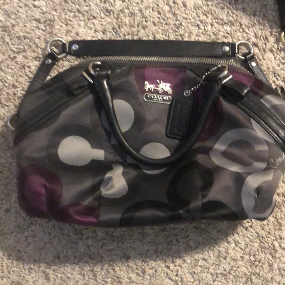 Coach purse black/gray/purple